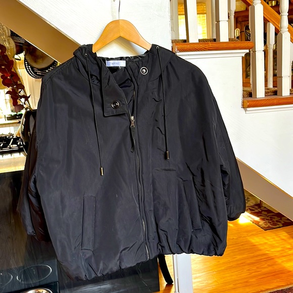 Black 3/4 length sleeve Mango spring weight puffer sz 8 - Picture 1 of 5